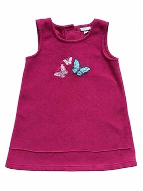 Vintage Sears Magenta Sleeveless Butterfly Fleece Dress size 18M